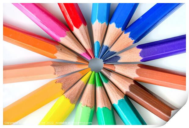 Rainbow coloured pencils Print by Delphimages Art