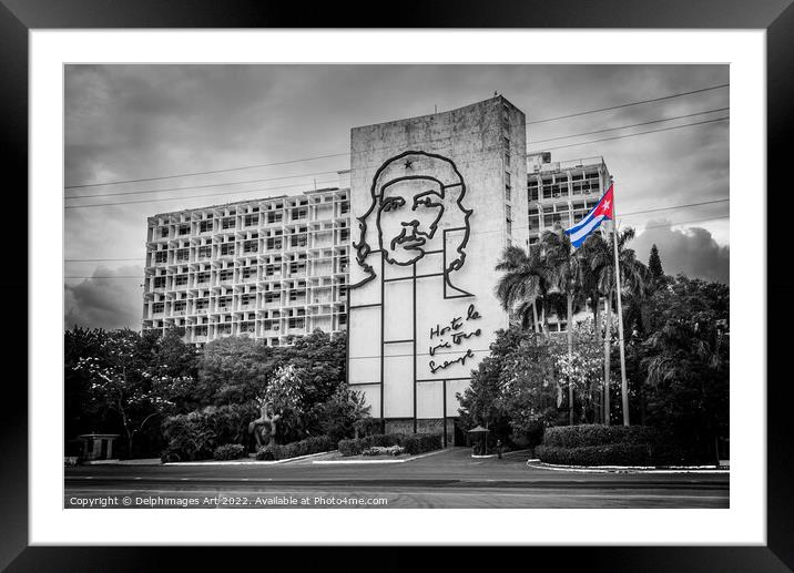 Che Guevara, ministry of Interior in Havana, Cuba Framed Mounted Print by Delphimages Art