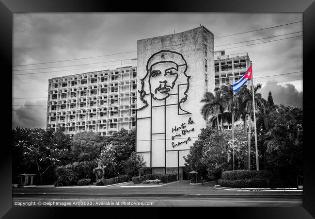 Che Guevara, ministry of Interior in Havana, Cuba Framed Print by Delphimages Art