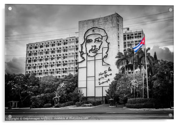 Che Guevara, ministry of Interior in Havana, Cuba Acrylic by Delphimages Art