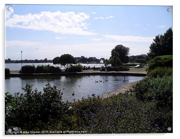 Poole Park Lake Acrylic by Mike Streeter