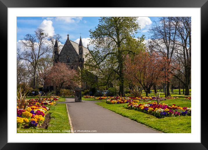 St. Johns Church viewed from St. James Park in Kings Lynn, Norfo Framed Mounted Print by Chris Dorney