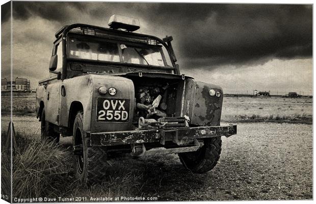 Decaying Landrover, Dungeness Canvas Print by Dave Turner