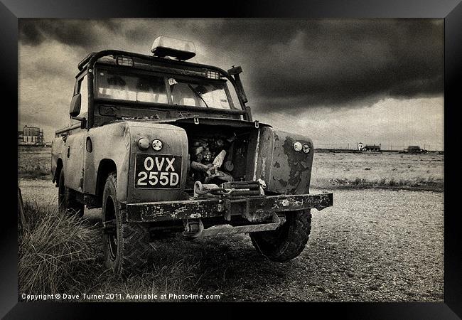 Decaying Landrover, Dungeness Framed Print by Dave Turner