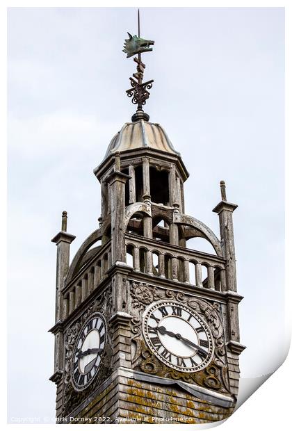 Clockower of Redesdale Hall in Moreton-in-Marsh, the Cotswolds,  Print by Chris Dorney