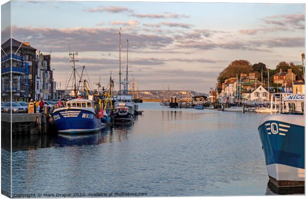 Sunset at Weymouth Harbour Canvas Print by Mark Draper