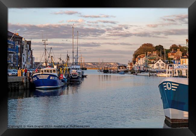 Sunset at Weymouth Harbour Framed Print by Mark Draper