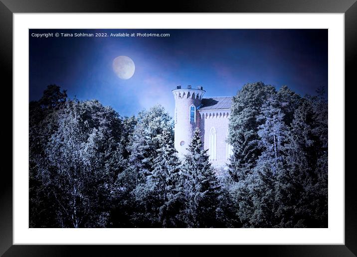 Hirvilinna Castle at Night  Framed Mounted Print by Taina Sohlman