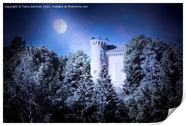 Hirvilinna Castle at Night  Print by Taina Sohlman