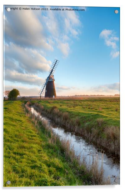 Halvergate Windmill near Great Yarmouth  Acrylic by Helen Hotson