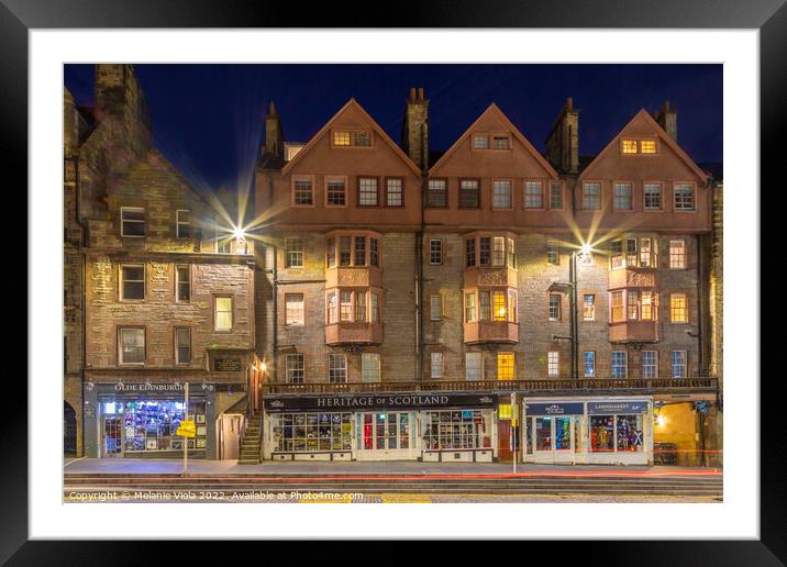 Buildings on the Royal Mile in Edinburgh Framed Mounted Print by Melanie Viola
