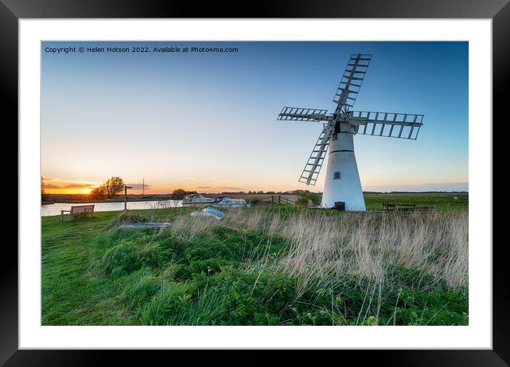 Sunset at Thurne Windmill  Framed Mounted Print by Helen Hotson