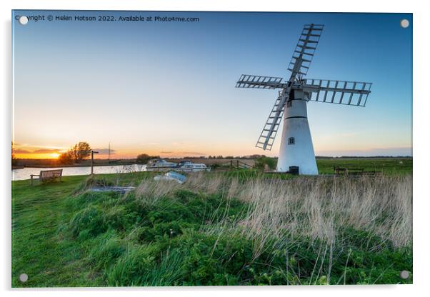 Sunset at Thurne Windmill  Acrylic by Helen Hotson