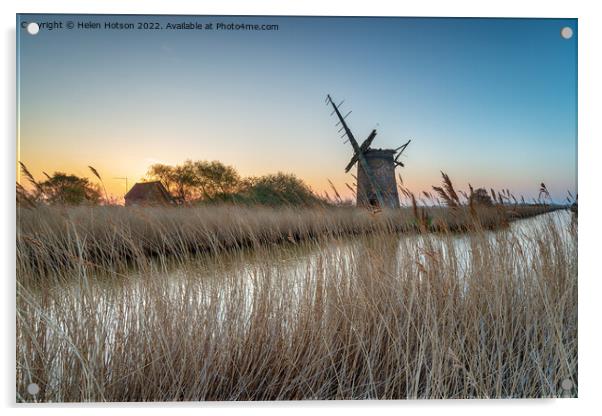 Brograve Windmill in Norfolk Acrylic by Helen Hotson