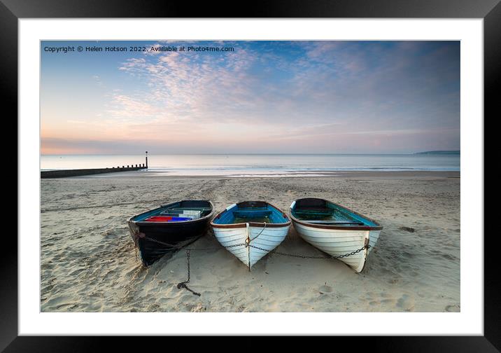Boats on Bournemouth Beach Framed Mounted Print by Helen Hotson