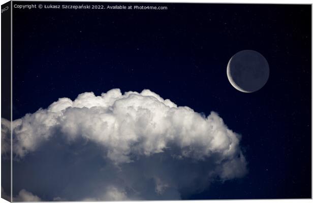 Fantasy night landscape, waning crescent moon Canvas Print by Łukasz Szczepański