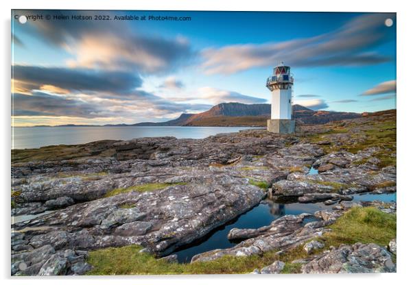 A long exposure of Rhue lighthouse Acrylic by Helen Hotson