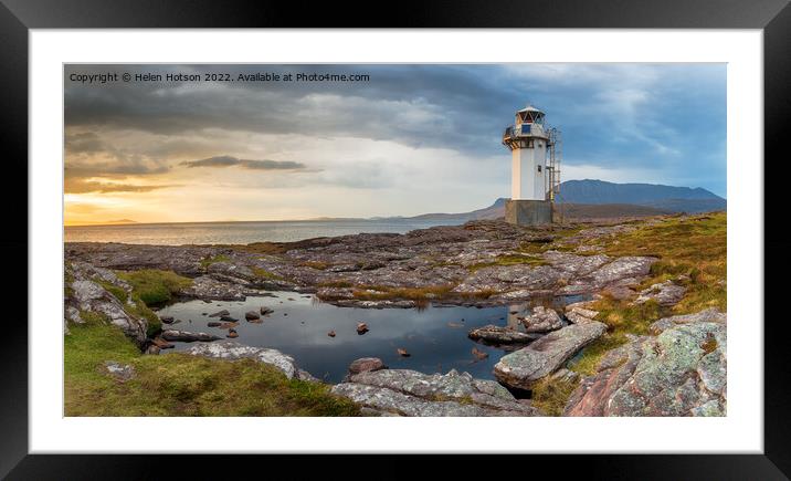 Rhue Lighthouse near Ullapool in Scotland Framed Mounted Print by Helen Hotson
