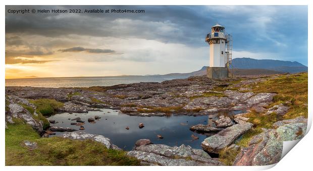 Rhue Lighthouse near Ullapool in Scotland Print by Helen Hotson