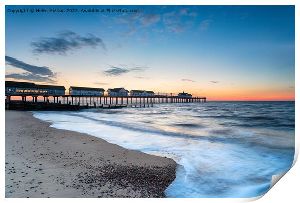 Dawn at the pier at Southwold  Print by Helen Hotson