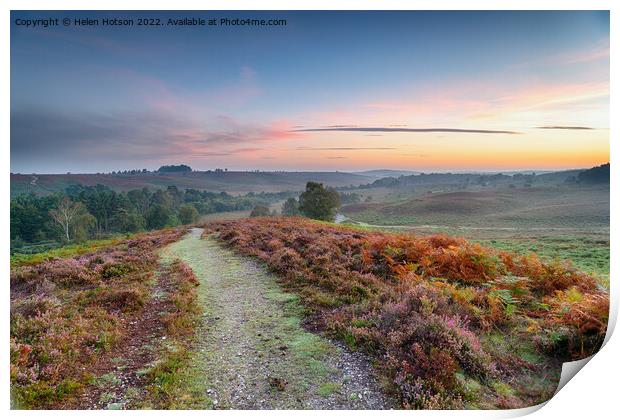 Sunrise over Rockford Common Print by Helen Hotson