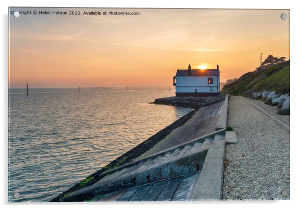 The Watch House at Lepe Acrylic by Helen Hotson