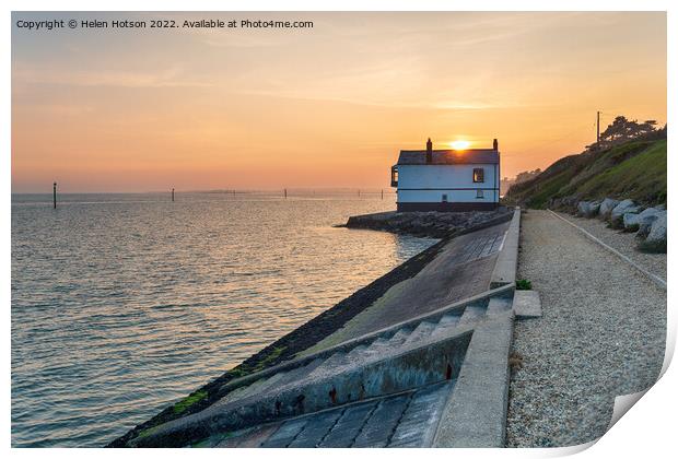 The Watch House at Lepe Print by Helen Hotson