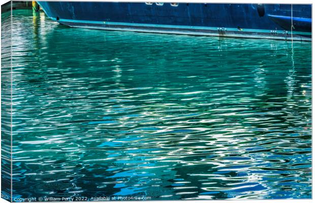 Green Blue Water Reflection Abstract Channel Marina Miami Florid Canvas Print by William Perry