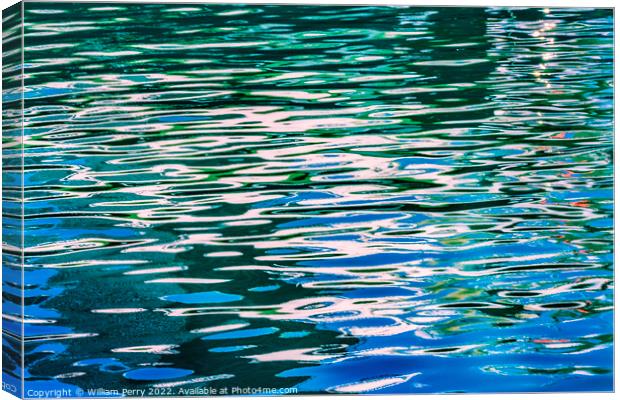 Green Blue Reflection Abstract Channel Marina Miami Florida Canvas Print by William Perry
