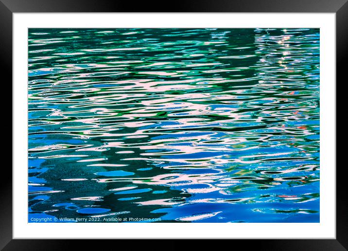 Green Blue Reflection Abstract Channel Marina Miami Florida Framed Mounted Print by William Perry