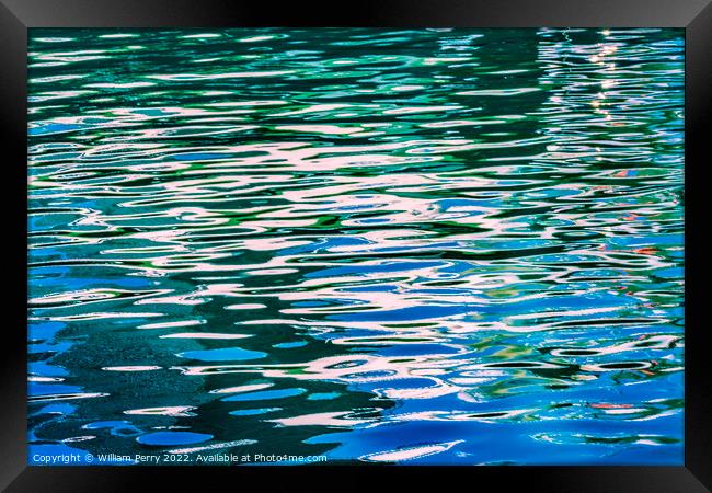 Green Blue Reflection Abstract Channel Marina Miami Florida Framed Print by William Perry