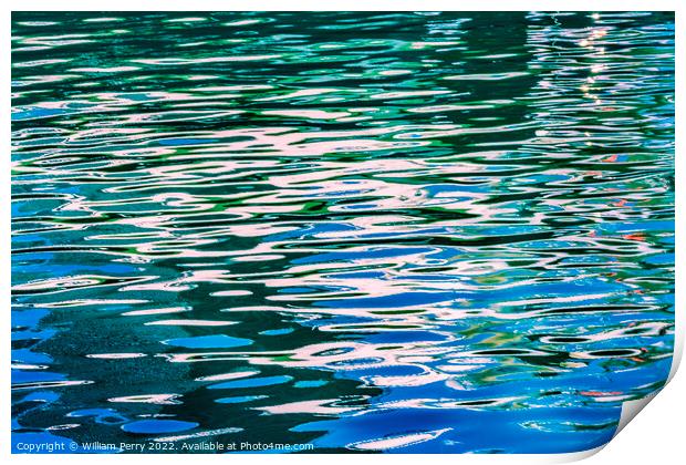 Green Blue Reflection Abstract Channel Marina Miami Florida Print by William Perry