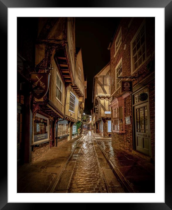 Shambles - York - Night Framed Mounted Print by Lee Mansfield