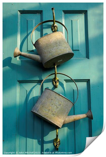 Two Watering Cans Print by John Mitchell