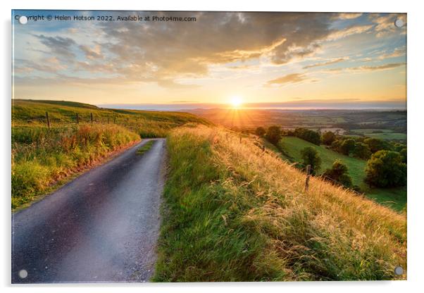 Stunning sunset over the Dorset countryside Acrylic by Helen Hotson