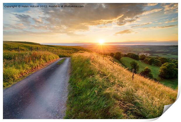 Stunning sunset over the Dorset countryside Print by Helen Hotson