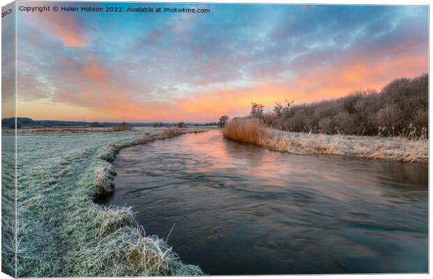 Dramatic winter sunrise over the river Frome Canvas Print by Helen Hotson