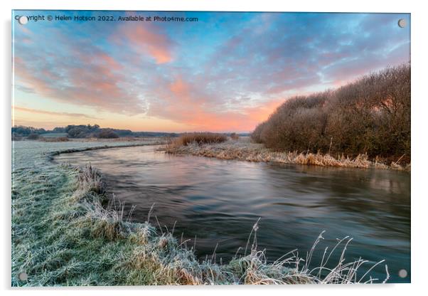 A frosty winter sunrise over the river Frome Acrylic by Helen Hotson