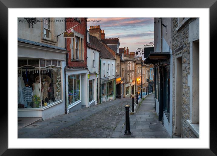 Dusk at Catherine Hill in Frome Framed Mounted Print by Helen Hotson
