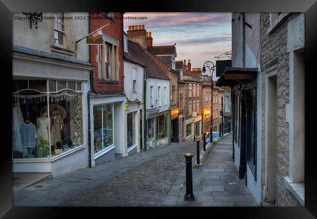 Dusk at Catherine Hill in Frome Framed Print by Helen Hotson