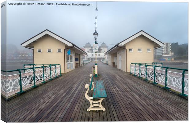 Foggy Weather at Penarth Pier Canvas Print by Helen Hotson