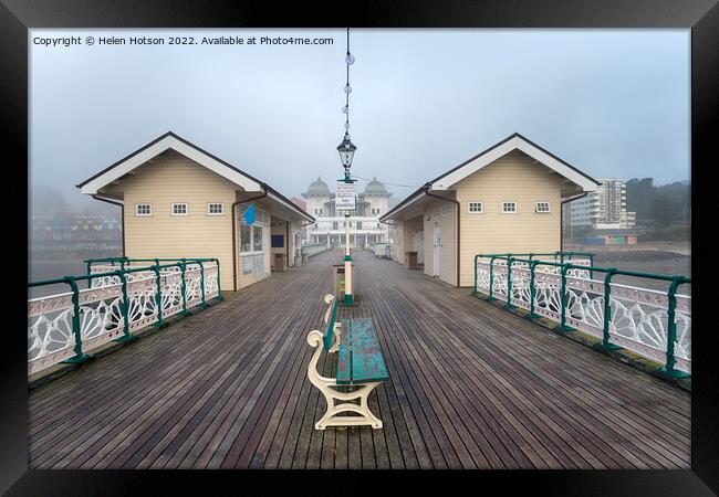 Foggy Weather at Penarth Pier Framed Print by Helen Hotson
