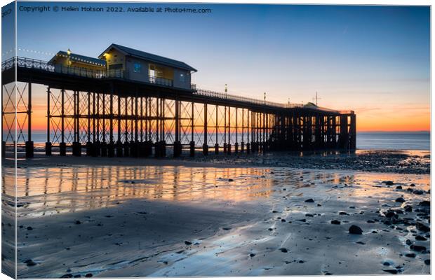 Sunrise at Penarth Pier in Wales Canvas Print by Helen Hotson