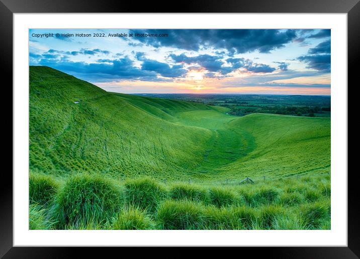 Dramatic sunset over The Manger at Uffington Framed Mounted Print by Helen Hotson