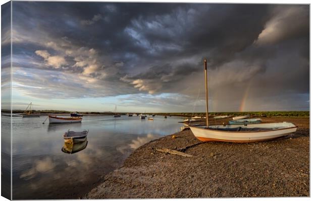 Rainbows over the marsh at Burnham Overy Staithe  Canvas Print by Gary Pearson