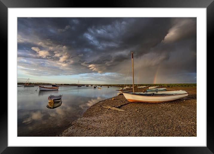 Rainbows over the marsh at Burnham Overy Staithe  Framed Mounted Print by Gary Pearson
