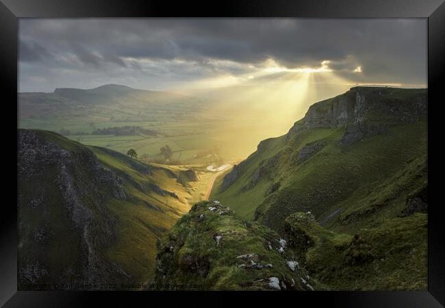 Winnats Pass rays of light Framed Print by Tim Gamble