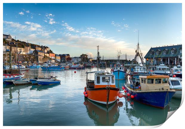 Mevagissey Harbour Print by Helen Hotson
