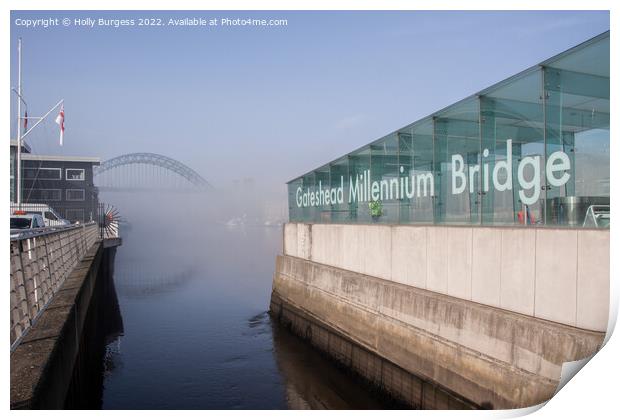 Fog on the tyne Newcastle early morning  Print by Holly Burgess