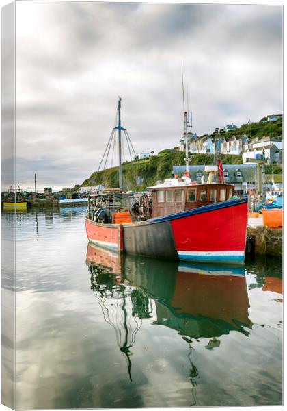 Red Fishing Boat Canvas Print by Helen Hotson